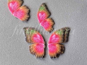 2 Бабочки Фетровые (Профиль) ЗЕЛЁНО-РОЗОВЫЕ # 13 . 50мм !! ЦЕНА ЗА ПАРУ !!