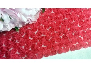 Фантазийная ткань "Розы на шифоне" ТЕМНО-РОЗОВАЯ. 10см * 40см